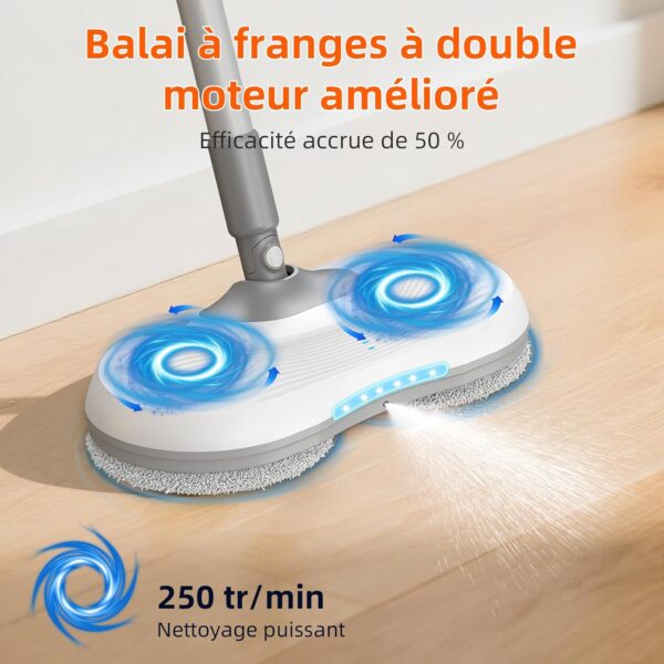 Redkey M1 Balai electrique sans Fil, Auto-nettoyant, reservoir d'eau de 250 ML, LED,capacite de la Batterie de 2200 mAh, pulverisati