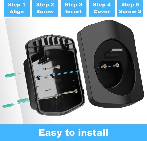 LOTHID Type 2 Wall Mount Bracket for EVSE IEC 62196-2 Plug - in Electric Car Charger Charging Cable Junction Box (Black)
