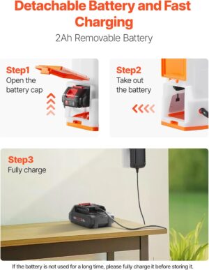 VEVOR Pulverisateur a Dos Electrique a Batterie 12 L, Reglable 0-6,2 Bar, avec 2 Lances, 5 Buses, Batterie 18 V 2 Ah, Pulverisateur