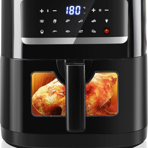 Air Fryer with Visible Window, Emphsism Oil Free 7L Fryer with 10 Functions 1800 W, Hot Air Fryer, Electric Fryer with LED Touch Scr