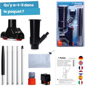 Poola Pool Vacuum Cleaner, Pool Floor Cleaner, 5 Piece Handle Included (140 cm), Bottom Vacuum Cleaner, Pool Vacuum Cleaner, Pool Cl