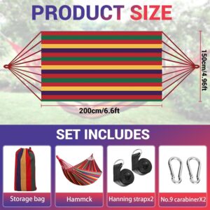 NXPZ Hamac de Camping Exterieur, Hamac Double 200x150cm, Capacite de Charge 250kg, avec Sac de Transport, Sangles en Nylon et Mousqu