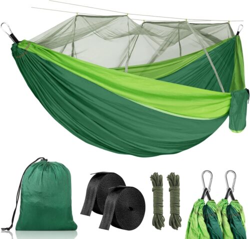 CIRULLI Hamac avec filet anti-moustiquaire, 260 x 140 cm, charge maximale de 300 lb, ultra leger et robuste, hamac portable double n