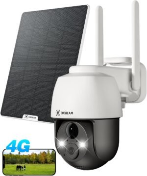 Caméra de surveillance 4G COCOCAM 2K PTZ solaire 10000mAh