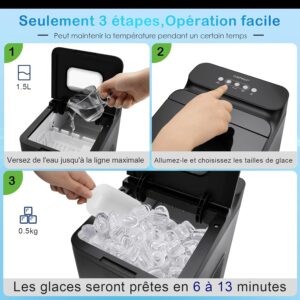 Machine à glaçons GOPLUS 15 kg/24h, 9 cubes en 6-13 min