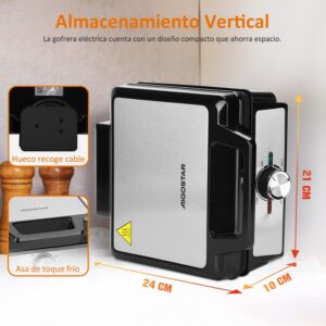 Aigostar Gaufrier pour 2 Gaufres Belges, 1600W, Plaques Profondes Antiadhesives, 20,2x17,2x2 cm, Gauffrier avec Temperature Reglable