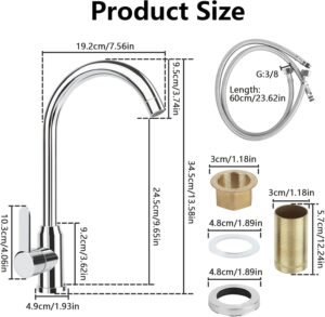 Mitigeur cuisine monocommande col de cygne inox chaud/froid