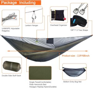 onewind Hamac de Camping de 335 cm avec moustiquaire, hamac Double ultraleger en Nylon Ripstop avec Sangles d'arbre, hamac Portable