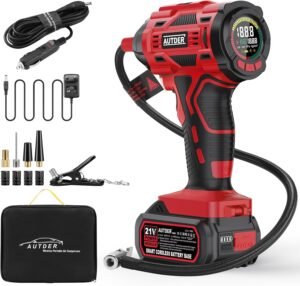 Gonfleur de pneu portable AUTDER 180 PSI sans fil 12/21V DC