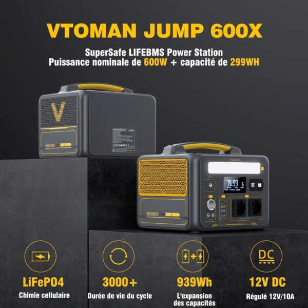 VTOMAN Jump 600X Portable Electric Station 600W - 299Wh Portable Electric Generator LiFePO4 Battery Generator, Dual PD 60W Typ-C Out