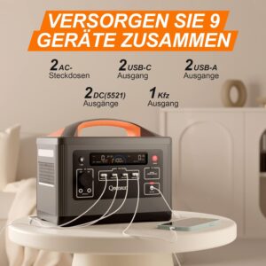 Centrale electrique portable Qeensun, generateur solaire a onde sinusoidale pure 537,6 Wh, sorties AC 700 W pour alimentation de sec