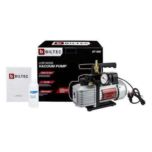 BILTEC - Vacuum pump with pressure gauge - suitable for casting resins, vacuum injection, drying - high performance - quiet