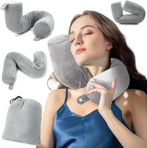 EPROICKS Coussin de Voyage, Oreiller Cervical Memoire Forme, Peut Etre Plie Arbitrairement Dormir sur Le Cote, Coussin Tour de Cou p