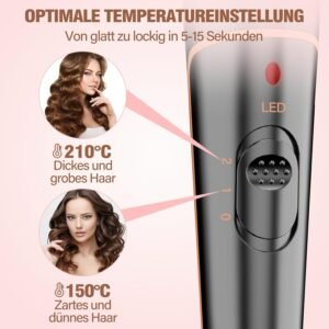 Ensemble de fer a friser 3 barils Fers a friser 5 en 1-BESTOPE PRO Grandes boucles Bigoudis en ceramique avec 2 clips