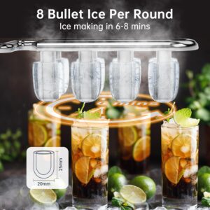 Ice Maker, 120W Ice Maker Small, 8 Ice Cubes in 6 Minutes, 12kg24h, Ice Maker with Infrared Sensor Self-Cleaning for Kitchen, Off
