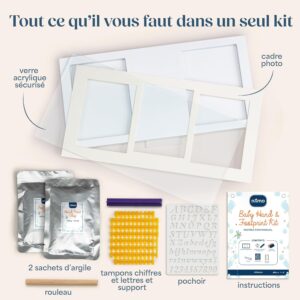 Niimo Kit Empreinte Bebe - Kit Empreinte Main et Pied sans Encre pour Cadeau Couple - Cadeau Bebe et Souvenir Personnalise avec Arg