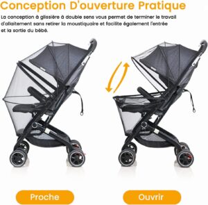 Orzbow Moustiquaire Poussette Universelle avec Fermeture eclair,Respirant Protection Anti-Insectes pour Landau,Berceau et Moise,3D P