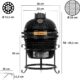 71h8-w7zcuL._AC_SL1500_.jpg BBQ-Toro Kamado Haiiro Barbecue au charbon de bois Ø 32 cm avec thermometre, poignee en bois Kamado en ceramique, mini barbecue au