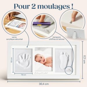 Niimo Kit Empreinte Bebe - Kit Empreinte Main et Pied sans Encre pour Cadeau Couple - Cadeau Bebe et Souvenir Personnalise avec Arg
