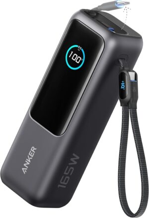 Anker Zolo Batterie Externe pour Ordinateurs Portables, Chargeur 25000mAh 3 Ports USB-C 100W pour Plusieurs appareils, cable integre