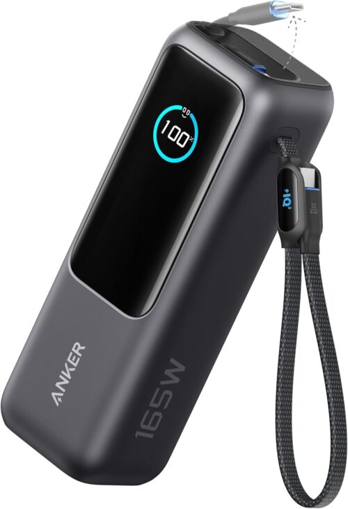Anker Zolo Batterie Externe pour Ordinateurs Portables, Chargeur 25000mAh 3 Ports USB-C 100W pour Plusieurs appareils, cable integre