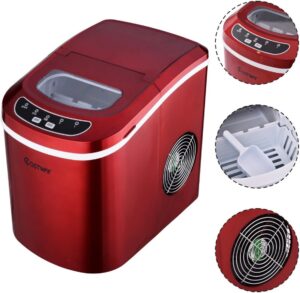 71hQIC9Fb0L._AC_SL1200_.jpg Machine à glaçons COSTWAY rouge 12 kg/24h, réservoir 2,2 L
