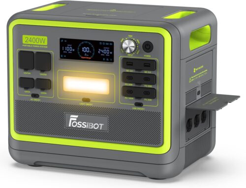 FOSSiBOT F2400 Portable Electric Station 2048Wh LiFePO4-2400W (4800W Pic) UPS, Fast Charge 1100W, 13 Ports - Solar Generator Camping