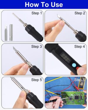 Yulado Fer a Souder,Kit de Fer a Soudure 100W,Visible Fer a Souder Electrique,Fer a Souder Etain de Precision,Temperature Reglable 1