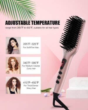 Brosse lissante Megawise Pro en ceramique ionique pour salon a domicile Technologie de chauffage MCH rapide en 20 secondes avec se