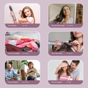 SALESMIRA Seche-Cheveux Multifonctions 5 en 1 WT-622 avec Gant Anti-Brulure Lissage, Boucles, Sechage Rapide Volumisant Parfai