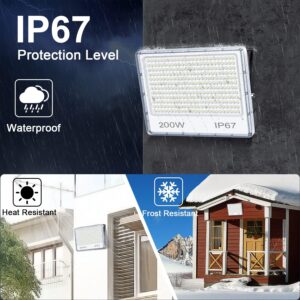 YIQIBRO Spot Projecteur LED Exterieur 200W 20000LM 2 Pieces, IP67 Etanche Lampe Halogene LED Exterieur, 7000K Blanc Froid Phare Exte