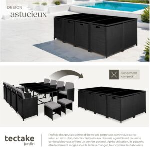 71i5vyCDJFL._AC_SL1500_.jpg Salon de jardin en résine tressée TecTake 8 chaises table