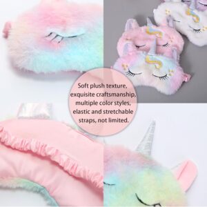 3 Pieces Licorne Masques de Sommeil Kit, Yeux Masque, Yeux Bandes pour Femmes Filles Enfants Moelleux Maison Lit Voyager Vol De Voit