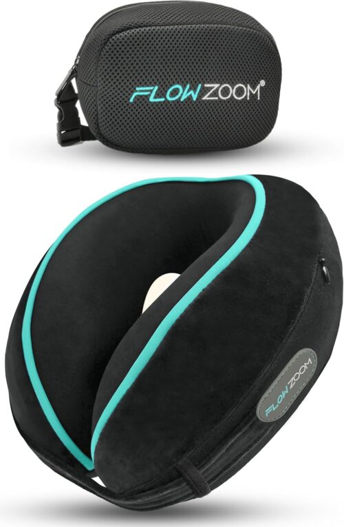 FLOWZOOM Dream Coussin de Voyage en Mousse a Memoire pour Avion et Voiture Oreiller de Voyage avec Cotes Rehausses pour Un Meilleu