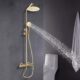 Golden Brass Shower Column Retro with Mixer Tap Set Stainless Steel Gold Shower System Mixer Shower Tap Thermostat Wall Mounted Show