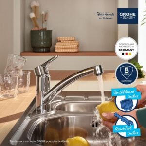 Mitigeur monocommande évier GROHE StartEco, bec bas 140°