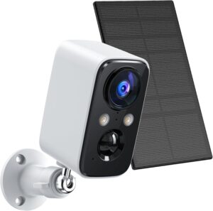 Caméra WiFi extérieure FOAOOD solaire, nuit couleur, PIR