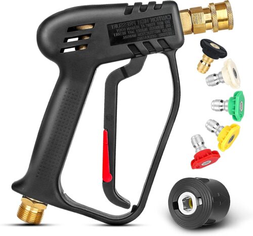 EAWONGEE 4000 PSI Pistolet de Nettoyeur Haute Pression avec 5 Buses de Pulverisation Interchangeables, Pistolet de Lavage a Jet avec