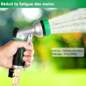 Pistolet d'arrosage RESTMO métal, 7 modèles, débit réglable