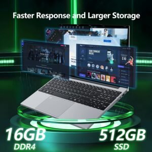 Win11 Laptop, 15.6 Inch Laptop 16GB LPDDR4 RAM 512GB SSD, Celeron N5095 CPU, BacklitUnlock Keyboard, 180Flip 1080P Laptop Screen,