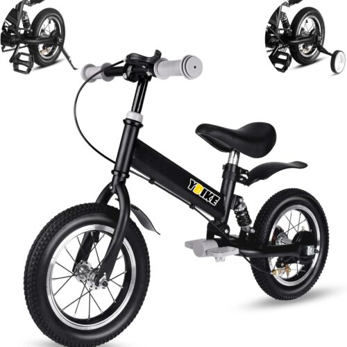 71k0paz5kiL._AC_SL1500_.jpg YBIKE 2 in 1 Children's Balance Bike with Pedals, Shock Absorbers, Mudguards, 12 14 Inches, Suitable for Children from 1 to 7 Years,