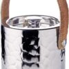 EDZARD Capri Ice Bucket, Ice Cube Tray with Lid, Height 17 cm, Polished Stainless Steel Cooler with Decorative Hammered Appearance