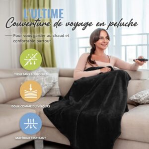 BOACAY Couverture de Voyage Douce et Chaude pour Avion et Voiture - Essentiel pour Les Longs Vols pour Femmes, Hommes, Enfants - Ore