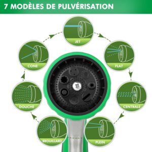 Pistolet d'arrosage RESTMO métal, 7 modèles, débit réglable