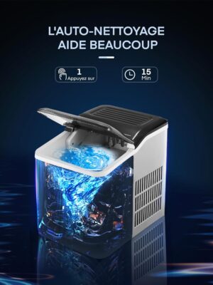 Self-Cleaning Ice Maker, 14kg in 24h, 2 Size Ice Cubes, Portable No Installation, Quiet Under 40dB, Fast Ice Cube Ready in 6 Mins, S