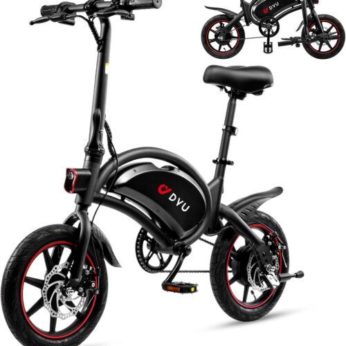 71kckyCVOBL._AC_SL1500_.jpg DYU Folding Electric Bike, 14 Inch Portable Electric Bike, Smart E-Bike, Pedaling, Adjustable Height, Portable Compact, Unisex Adult