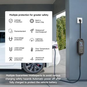 AFYEEV 3.6kW Electric Car Charger, 8101316A Switchable Current, Electric Car Charging Cable with Bag, IEC 62196-2, Type 2, 8 M