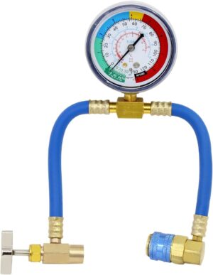 Tuyau de charge R134A HSEAMALL métal avec manomètre