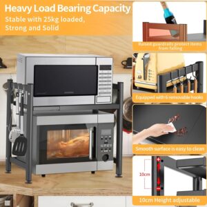 JAMATA Support de four a micro-ondes,2 Niveaux Support de Four a Micro-Ondes Extensible,Etagere Rangement Cuisine Four a Micro Ondes