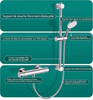 Mitigeur de douche thermostatique MORADO 3 jets chromé